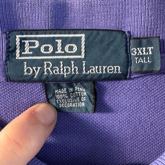 Polo Ralph Lauren 3XLT Purple Mesh Polo Orange Pony - Picture 3 of 7